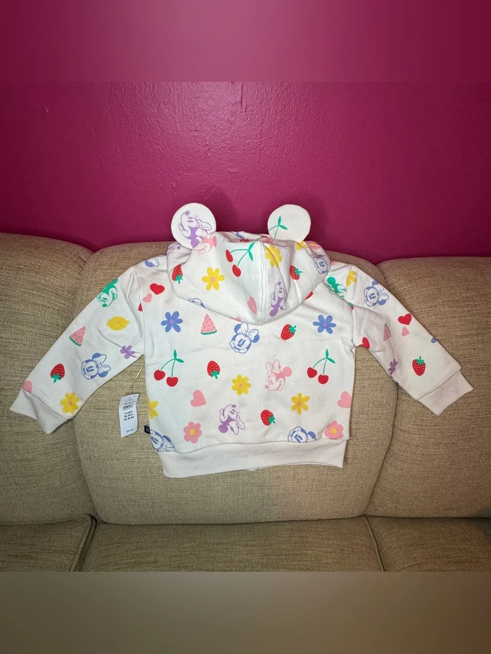 🆕 NWT Baby GAP x Disney Minnie Hooded Zip-Up w/ Ears 🆕